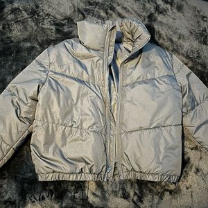 Black Cropped Puffer/Bomber Jacket